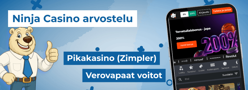 Ninja Casino on verovapaat voitot tarjoava pikakasino