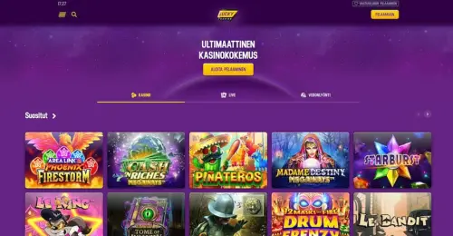 Lucky Casino etusivu enteilee viihdyttäviä pelihetkiä