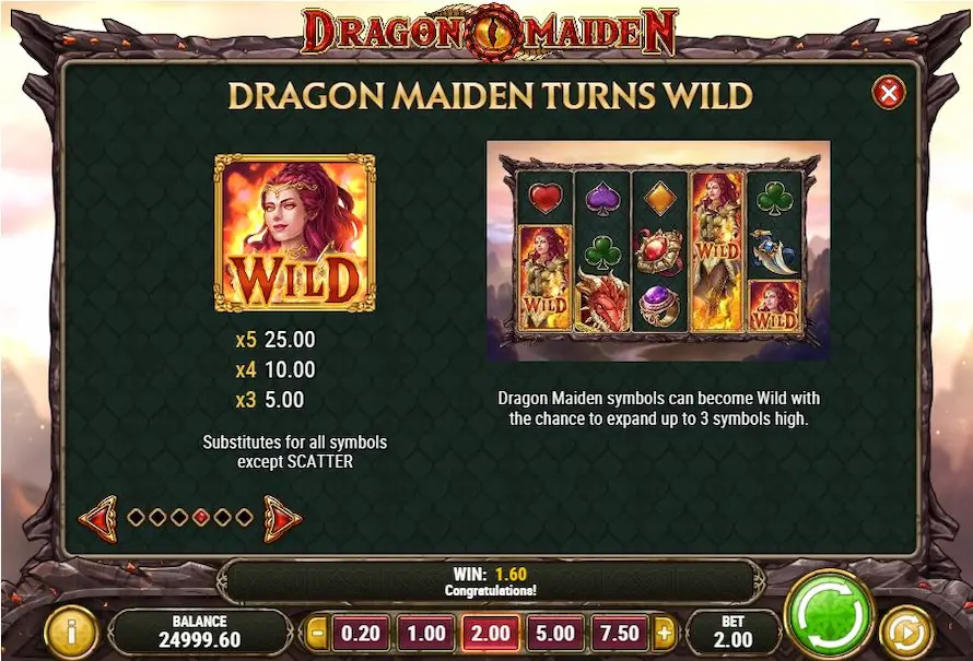 Wild-toiminto Dragon Maiden -pelissä