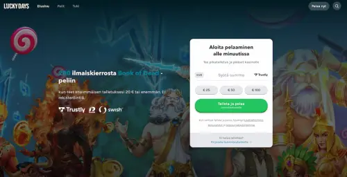 Lucky Days Casinon etusivulla pikatalletusikkuna