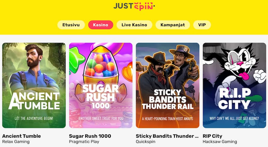 JustSpin Casino sisältää monia suosikkipelejä