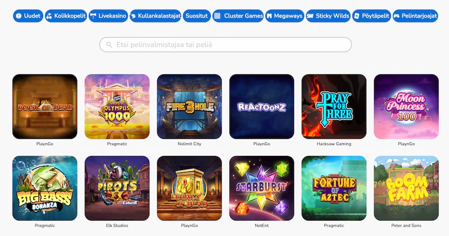 Mahti Kasinolta löytyvät niin uudet pelit, kolikkopelit, livekasino kuin muitakin kategorioita