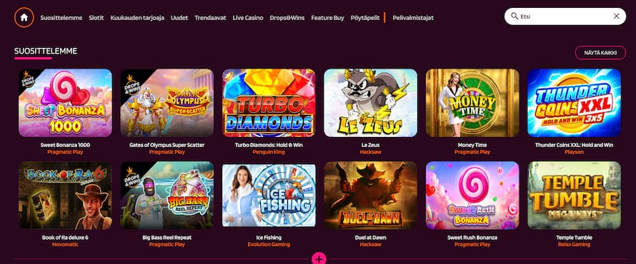 HappySpins Casinon suosittelemia pelejä