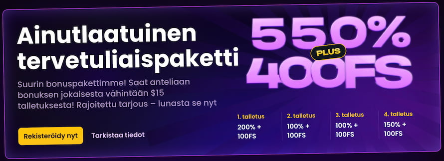 iWild Casinon ainutlaatuinen tervetuliaispaketti jakautuu neljään osaan