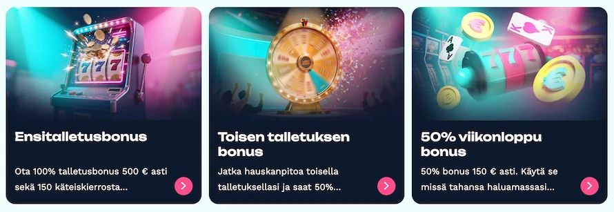 Jackburst Casino tarjoaa tervetuliaisbonuksia ja viikonlopun reload-bonuksen.