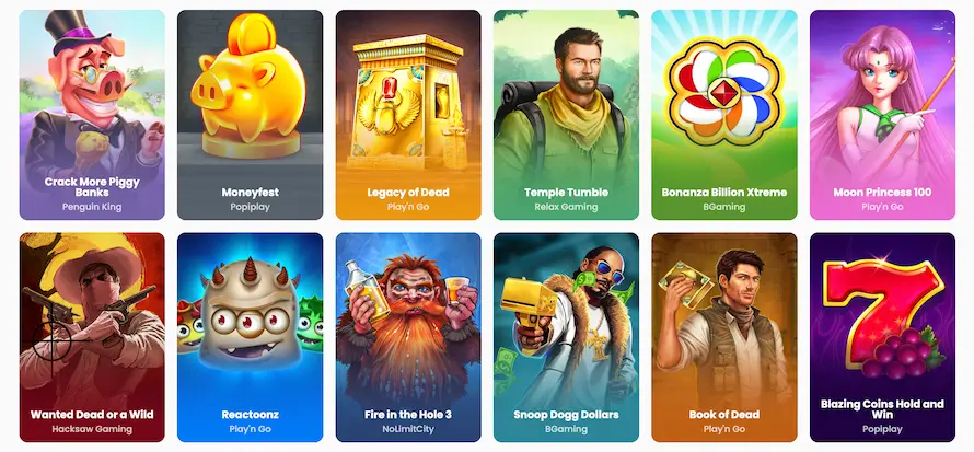 Trickz Casinon kolikkopelejä, mukaan lukien Reactoonz ja Temple Tumble