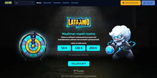 Lataamo Kasinon etusivulta voi tehdä pikatalletuksen.