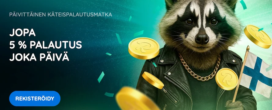 Rooli Kasinolla tarjotaan käteispalautusta joka päivä.