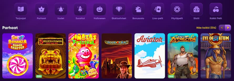 Kingmaker Casinon listaamat parhaat pelit