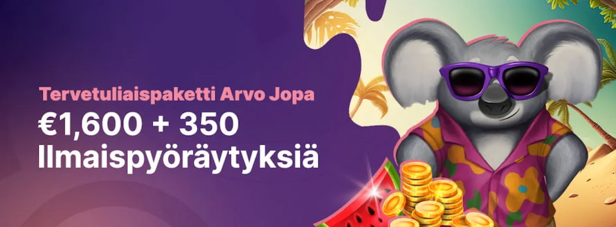 Havaijipaitaan sonnustautunut Lucky Koala tarjoaa tervetuliaispaketin