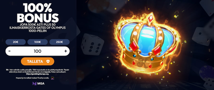 Kunkku Kasino tuplaa bonuksen