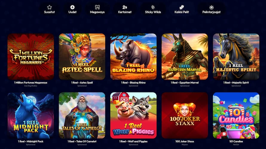 Kunkku Kasinon pelihaku ja pelikirjasto