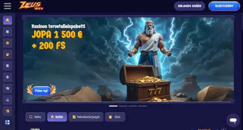 ZeusWin Casino etusivu