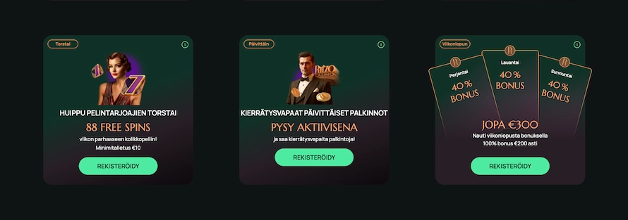 Ritzo Kasino tarjoaa mm. ilmaiskierroksia ja kierrätysvapaita palkintoja
