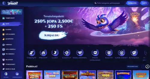 Spinight Casino etusivu