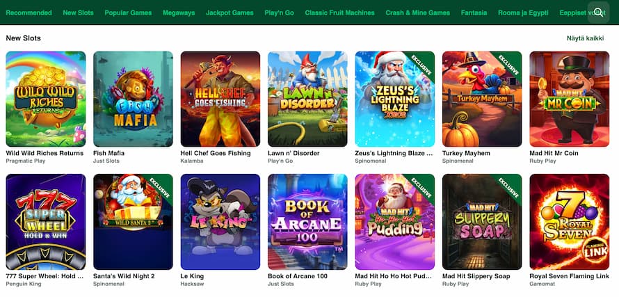 Big Lucky Casinon uudet kolikkopelit