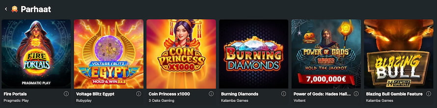 Parhaat pelit 1Bet Casinolla, mukaan lukien Coin Princess x1000