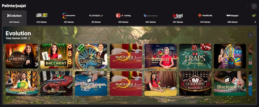 Casinoistin pelintarjoajiin lukeutuu Evolution