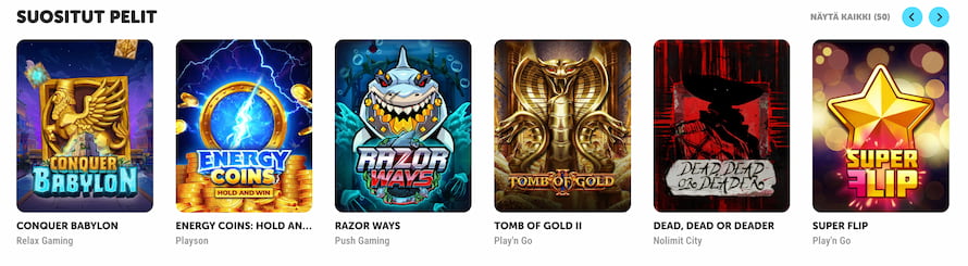 Kiekka Kasinon suosittuja pelejä ovat muun muassa Super Flip ja Razor Ways.