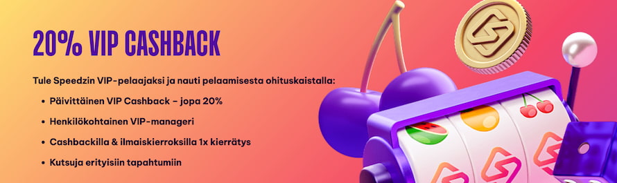 Speedz Casinolta 20 prosentin cashback esimerkiksi hedelmäpeleistä