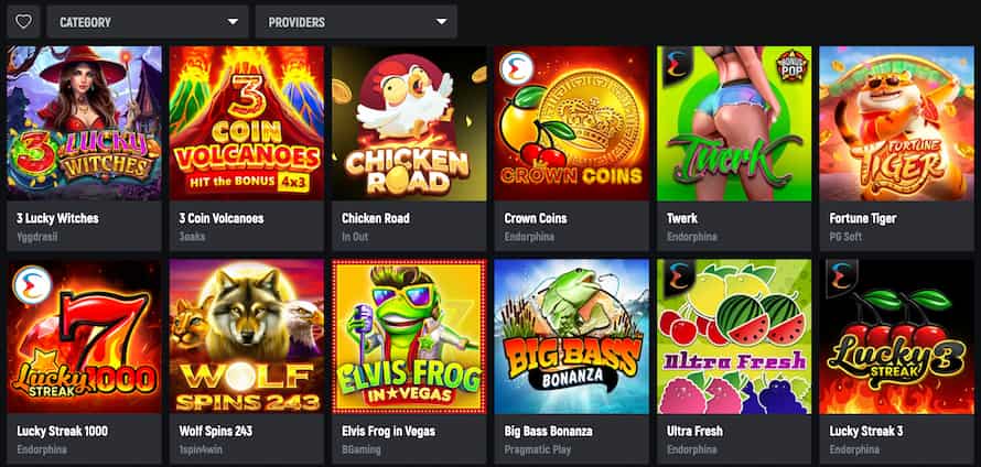 spingreen casinon pelejä voi suodattaa kategorian ja pelintarjoajan mukaan
