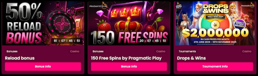 Tenex Casinolla odottavat latausbonukset, ilmaiskierrokset ja turnaukset