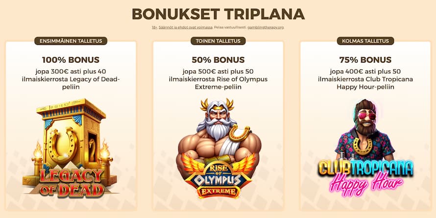 Tuuri Kasinon tervetulobonus sisältää monta osaa