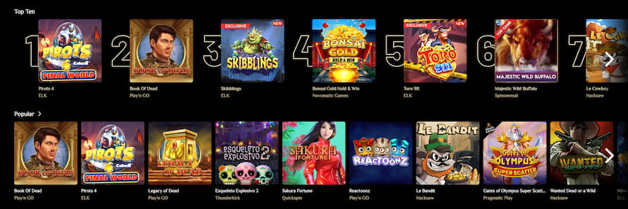 Djack Casinon Top 10 -pelit ja suosikit