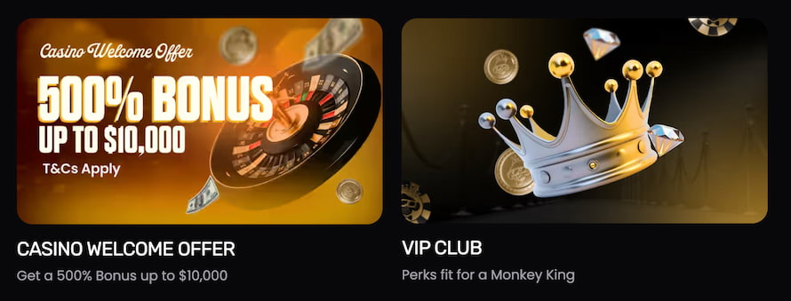 MonkeyTilt Casinon tervetuliaisbonus ja VIP-edut