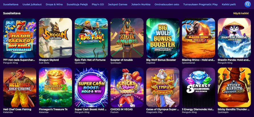 Ruhtinas Kasinon suosittelemat pelit