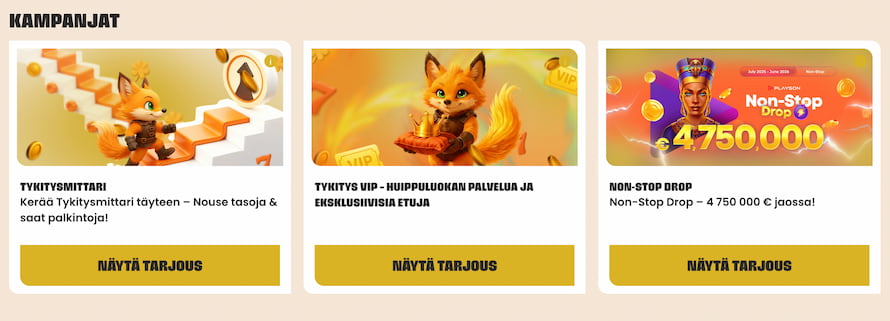 Tykitys Kasinolla tarjottavia kampanjoita