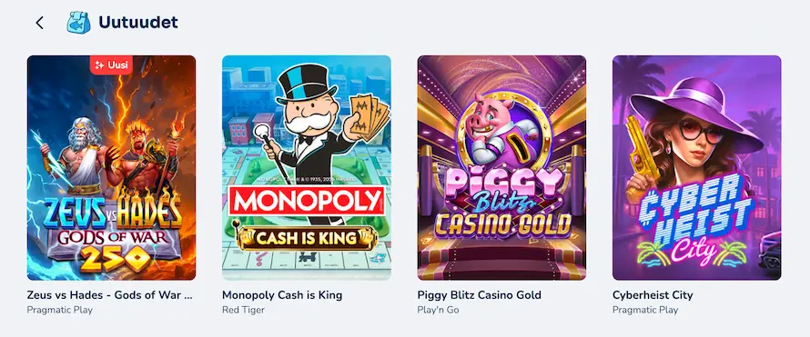 BigWin Casinon uusimpia pelejä
