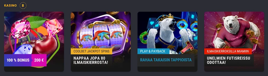 Coolbet Casino tarjoaa bonusrahaa, ilmaiskierroksia ja cashbackiä