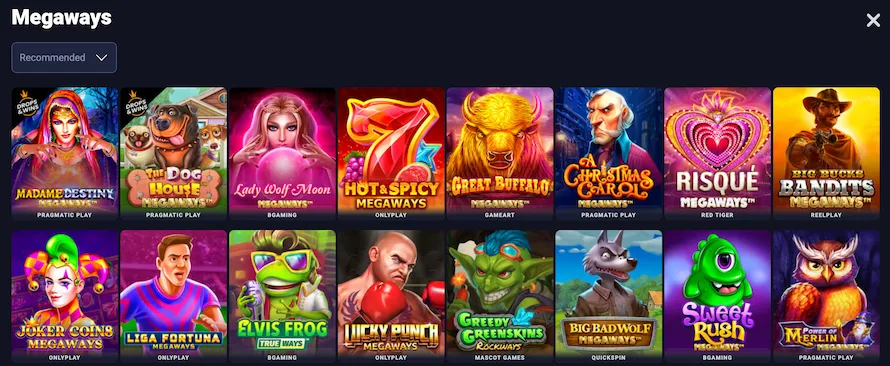 Metaspins Casinon Megaways-pelien valikoima