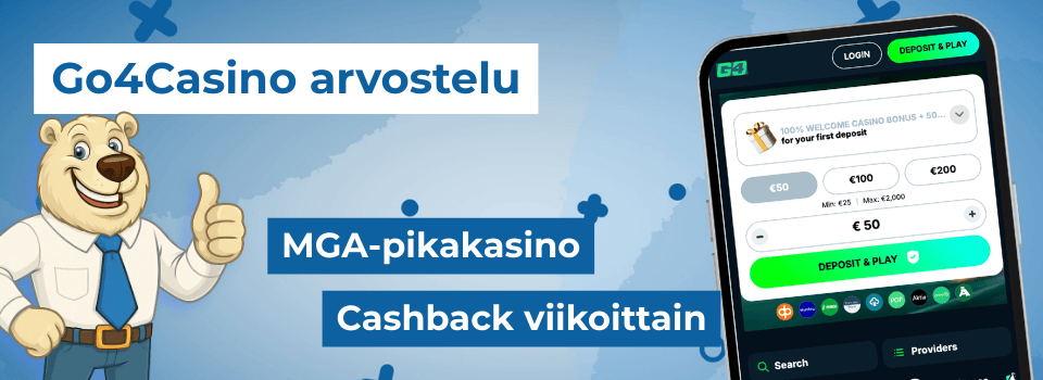 Go4Casino on MGA-pikakasino, joka jakaa käteispalautusta joka viikko