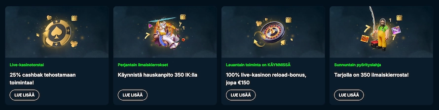 Go4Casino tarjoaa monipuolisesti bonuksia ja muita etuja viikon jokaiselle päivälle