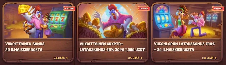 Roostino Casinolta löytyy viikoittain latausbonuksia ja ilmaiskierrostarjouksia
