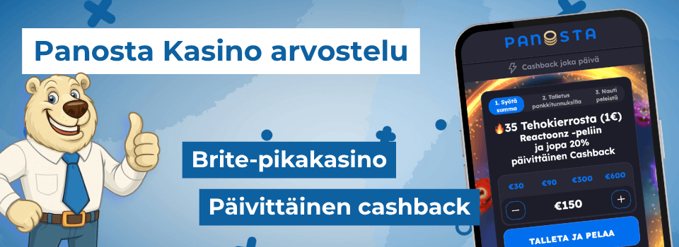 Panosta Casino on päivittäisiä käteispalautuksia tarjoava Brite pikakasino