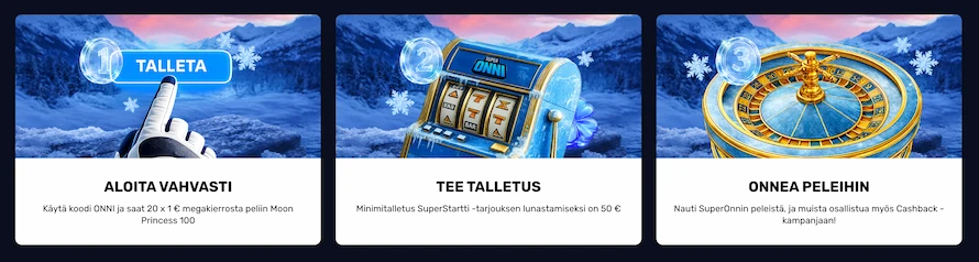 SuperOnni Kasino tarjoilee megakierroksia ja käteispalautuksia