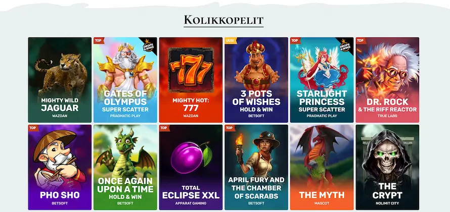 Avalon78 Casinolla tarjottavia kolikkopelejä ovat esimerkiksi Pho Sho ja Dr. Rock.