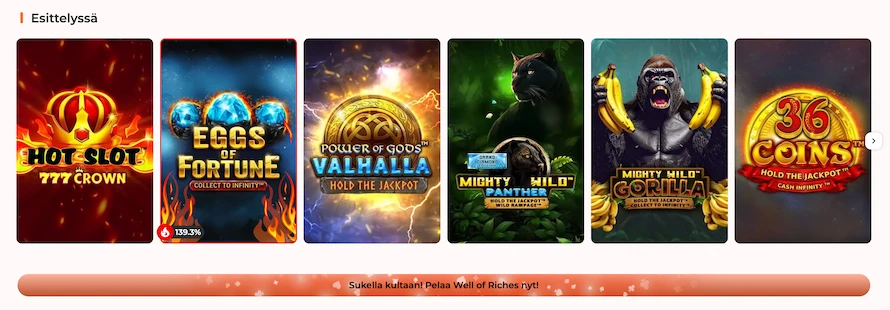 Spininio Casinon kolikkopelejä esittelyssä