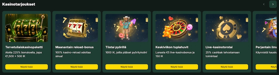 SpinStag Casinolla riittää tarjouksia joka viikonpäivälle