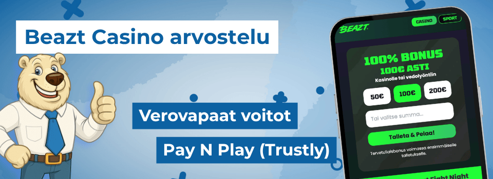 Beazt Casino tarjoaa verovapaat voitot ja rekisteröintivapaata pelaamista