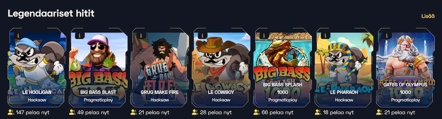 Bitguruz Casino sisältää legendaarisia kasinopelejä, kuten Big Bass Splash ja Gates of Olympus 1000