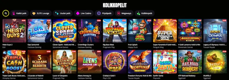 SpinSkull Casinon kolikkopelejä ovat esimerkiksi Big Bass Blast ja Surfin Santa.