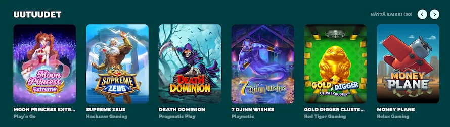 Titaani Casinon uutuuspelejä ovat esimerkiksi Supreme Zeus ja Moon Princess Extreme.