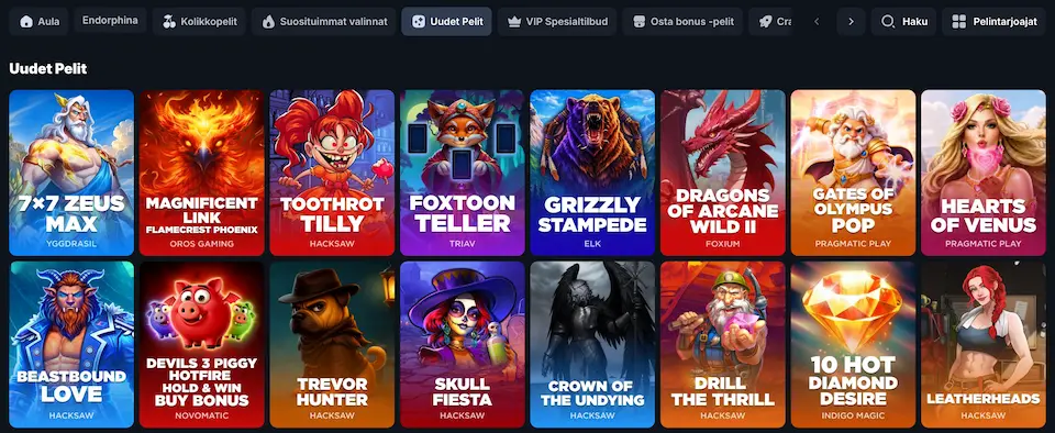 Betbay Casinon uudet kolikkopelit