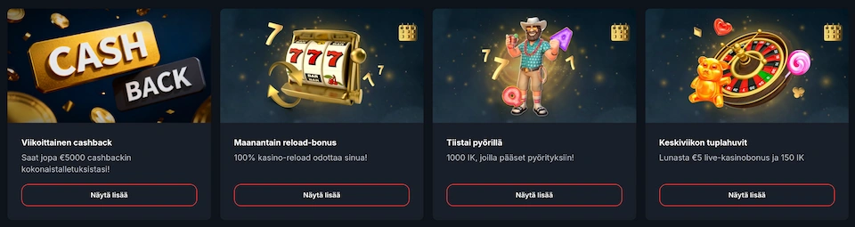 betbay casinolta löytyy tarjous lähes joka päivälle