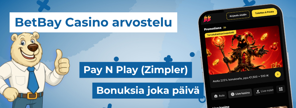 Betbay Casino on rutkasti bonuksia tarjoava Zimpler-pikakasino