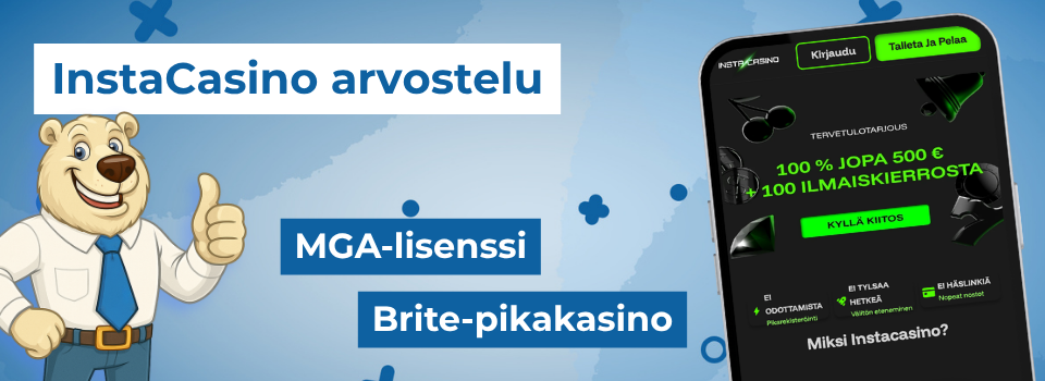 InstaCasino on verovapaa kasino ilman rekisteröintiä